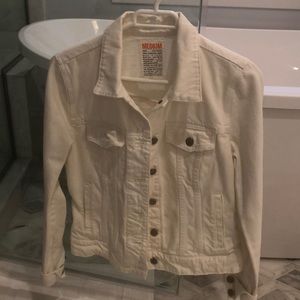Slightly distressed white JCrew denim jacket
